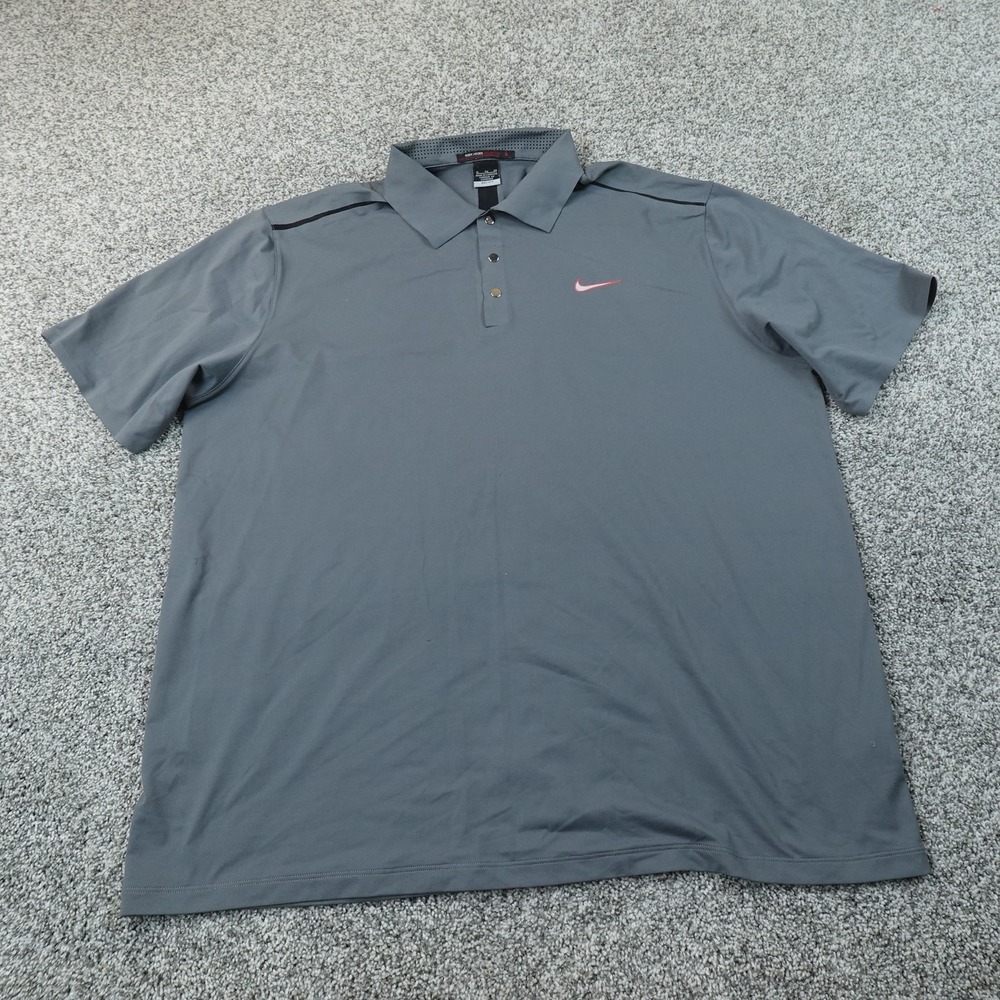 VTG Nike Polo Shirt Mens XL Gray Tiger Woods Dri Fit Golf Performance Y2K 00s
